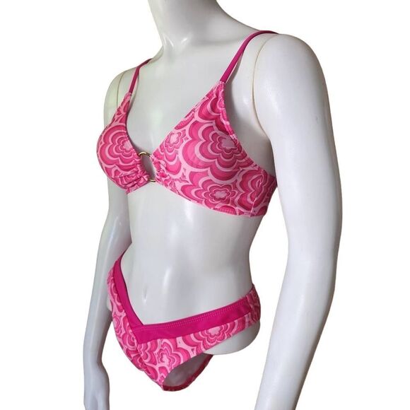 Pink Floral High Cut Bikini (S) - Picture 4 of 9